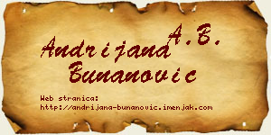 Andrijana Bunanović vizit kartica